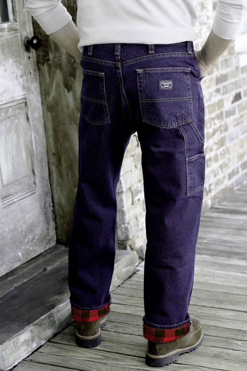 Flannel Lined Hybrid Carpenter Jean Dark Stonewash – Diamond Gusset