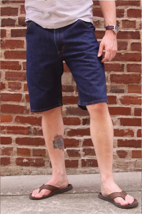 Stretch Denim Six Pocket Short - Dark Stonewash