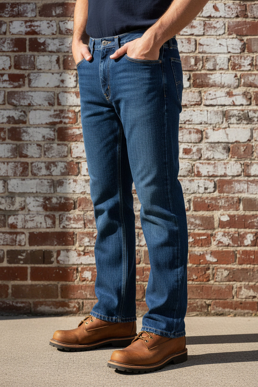 Men's Relaxed Fit Bootcut Jean in Medium Stonewash