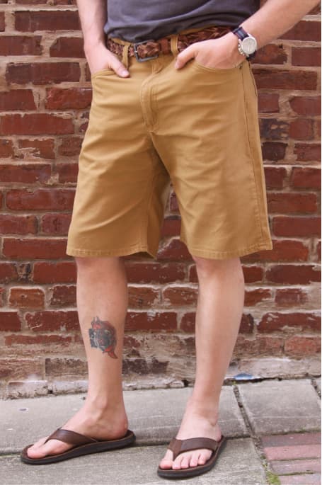Stretch Canvas Six Pocket Short - Khaki